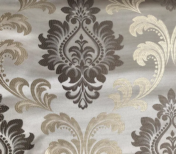 Custom Upholstery Fabric Delicate Floral Damask Jacquard Curtain Drapery Fabric H19022A